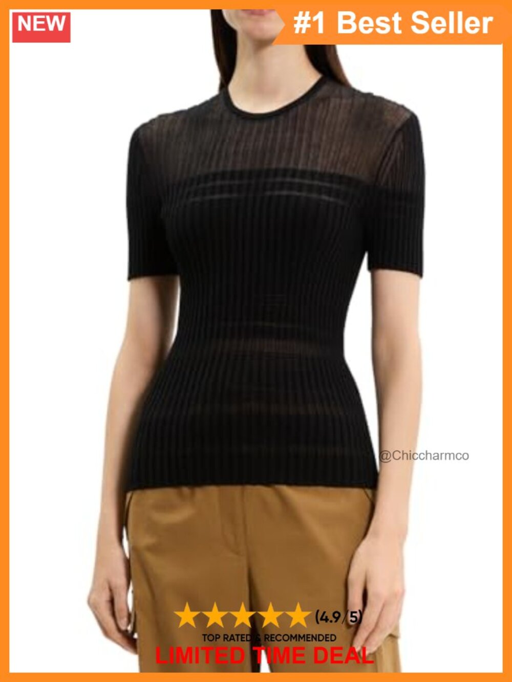 Theory Sheer Stripe T Slim Fit Short Sleeve Pullover Top